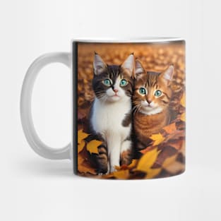 Cat Among Leaves Mug